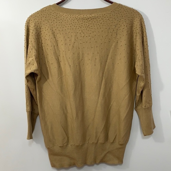 Talbots | NWT Tan Brown Silk Cotton Lightweight Beaded V-Neck Pullover Sweater S - Picture 17 of 17